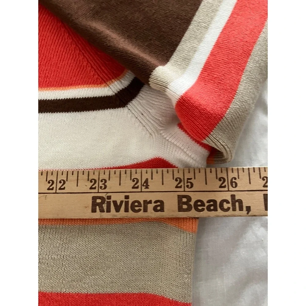 Requirements NWT Sz‎ 1X Wmn Stripe Button Cardigan Sweater Brown Coral Long Slv